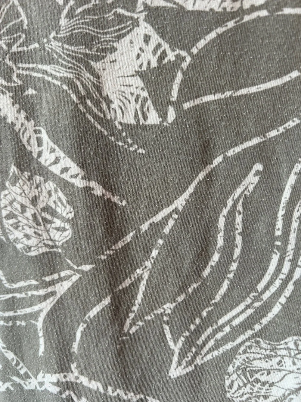 Soft Surroundings Olive & White Floral V-Neck Short Sleeve Tee - Picture 7 of 9